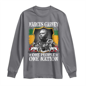 Marcus Garvey Long Sleeve Shirt One People One Nation Jamaica Legends Rasta TS09 Charcoal Print Your Wear