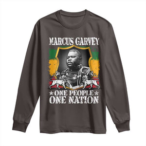 Marcus Garvey Long Sleeve Shirt One People One Nation Jamaica Legends Rasta TS09 Dark Chocolate Print Your Wear