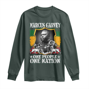 Marcus Garvey Long Sleeve Shirt One People One Nation Jamaica Legends Rasta TS09 Dark Forest Green Print Your Wear