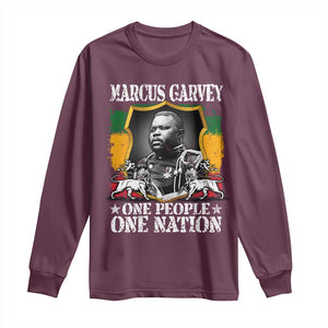 Marcus Garvey Long Sleeve Shirt One People One Nation Jamaica Legends Rasta TS09 Maroon Print Your Wear