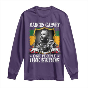 Marcus Garvey Long Sleeve Shirt One People One Nation Jamaica Legends Rasta TS09 Purple Print Your Wear