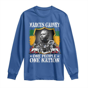 Marcus Garvey Long Sleeve Shirt One People One Nation Jamaica Legends Rasta TS09 Royal Blue Print Your Wear