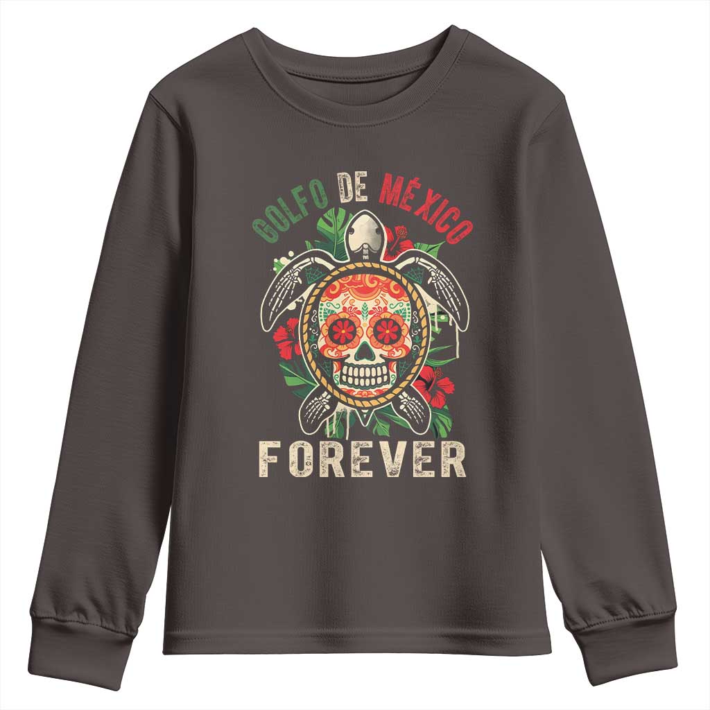 Golfo De Mexico Forever Youth Sweatshirt Sea Turtle Mexican Sugar Skull TS09 Dark Chocolate Print Your Wear