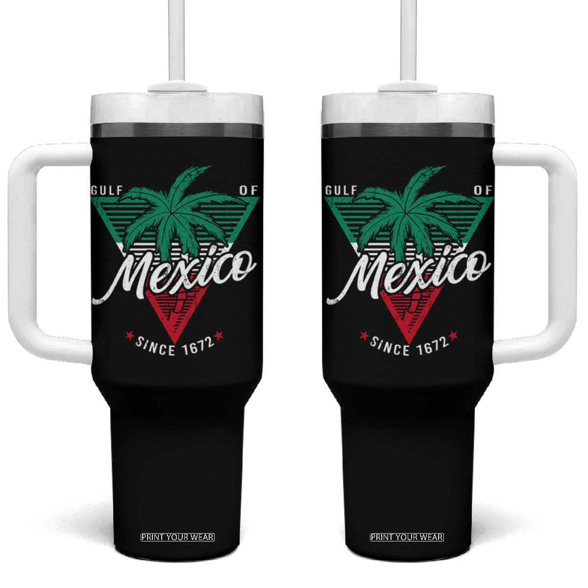 Gulf Of Mexico Since 1672 Tumbler With Handle TS09 One Size: 40 oz Black Print Your Wear