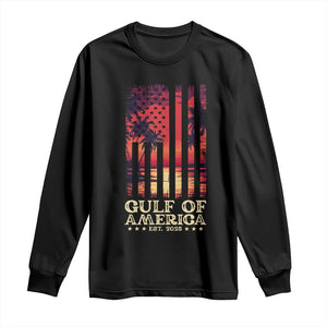 Gulf Of America Est 2025 Long Sleeve Shirt Sunset American Flag Gulf Mexico TS09 Black Print Your Wear