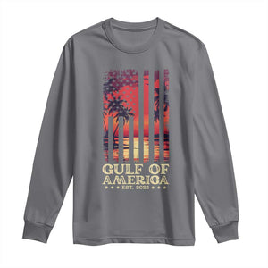 Gulf Of America Est 2025 Long Sleeve Shirt Sunset American Flag Gulf Mexico TS09 Charcoal Print Your Wear