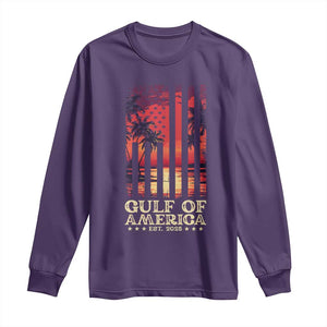 Gulf Of America Est 2025 Long Sleeve Shirt Sunset American Flag Gulf Mexico TS09 Purple Print Your Wear