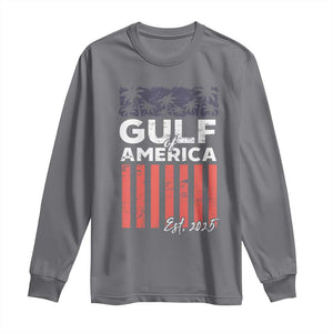 Gulf Of America Long Sleeve Shirt Est 2025 American Flag Gulf Mexico TS09 Charcoal Print Your Wear