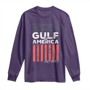 Gulf Of America Long Sleeve Shirt Est 2025 American Flag Gulf Mexico TS09 Purple Print Your Wear