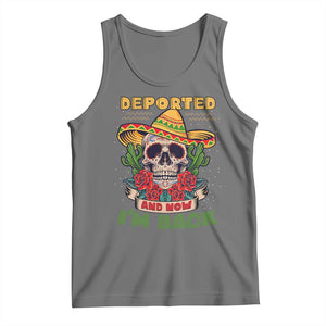 Deported And Now I'm Back Tank Top Funny Mexican Sugar Skull TS09 Black Heather Print Your Wear