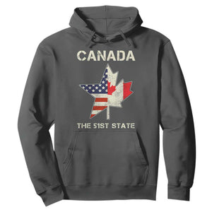 Canada The 51st State Hoodie Maple Canadian American Flag TS09 Dark Heather Print Your Wear
