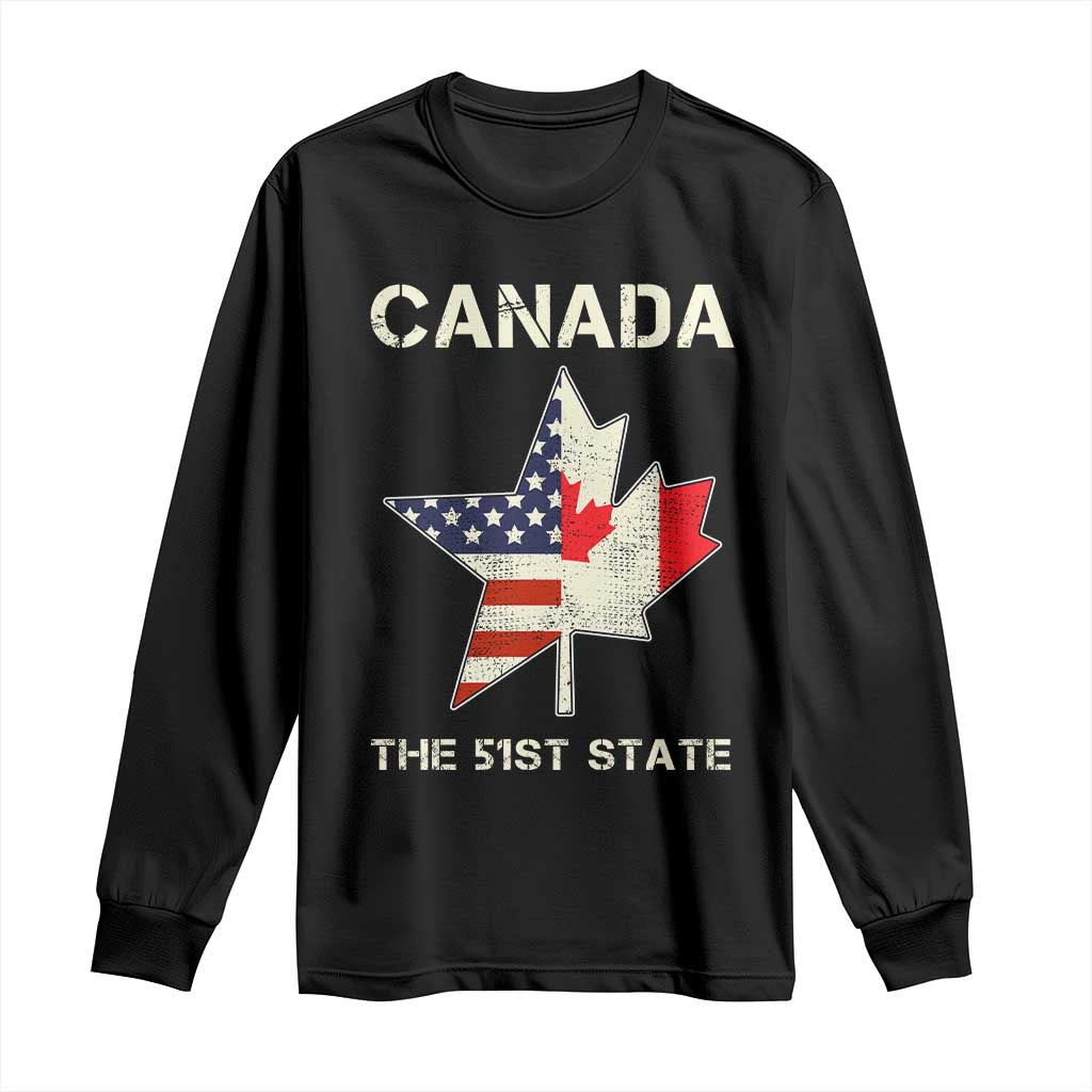 Canada The 51st State Long Sleeve Shirt Maple Canadian American Flag TS09 Black Print Your Wear