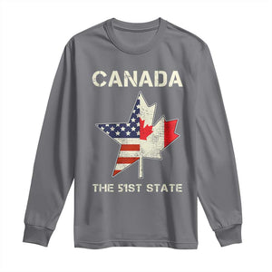 Canada The 51st State Long Sleeve Shirt Maple Canadian American Flag TS09 Charcoal Print Your Wear