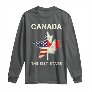 Canada The 51st State Long Sleeve Shirt Maple Canadian American Flag TS09 Dark Heather Print Your Wear