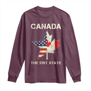 Canada The 51st State Long Sleeve Shirt Maple Canadian American Flag TS09 Maroon Print Your Wear