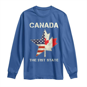 Canada The 51st State Long Sleeve Shirt Maple Canadian American Flag TS09 Royal Blue Print Your Wear