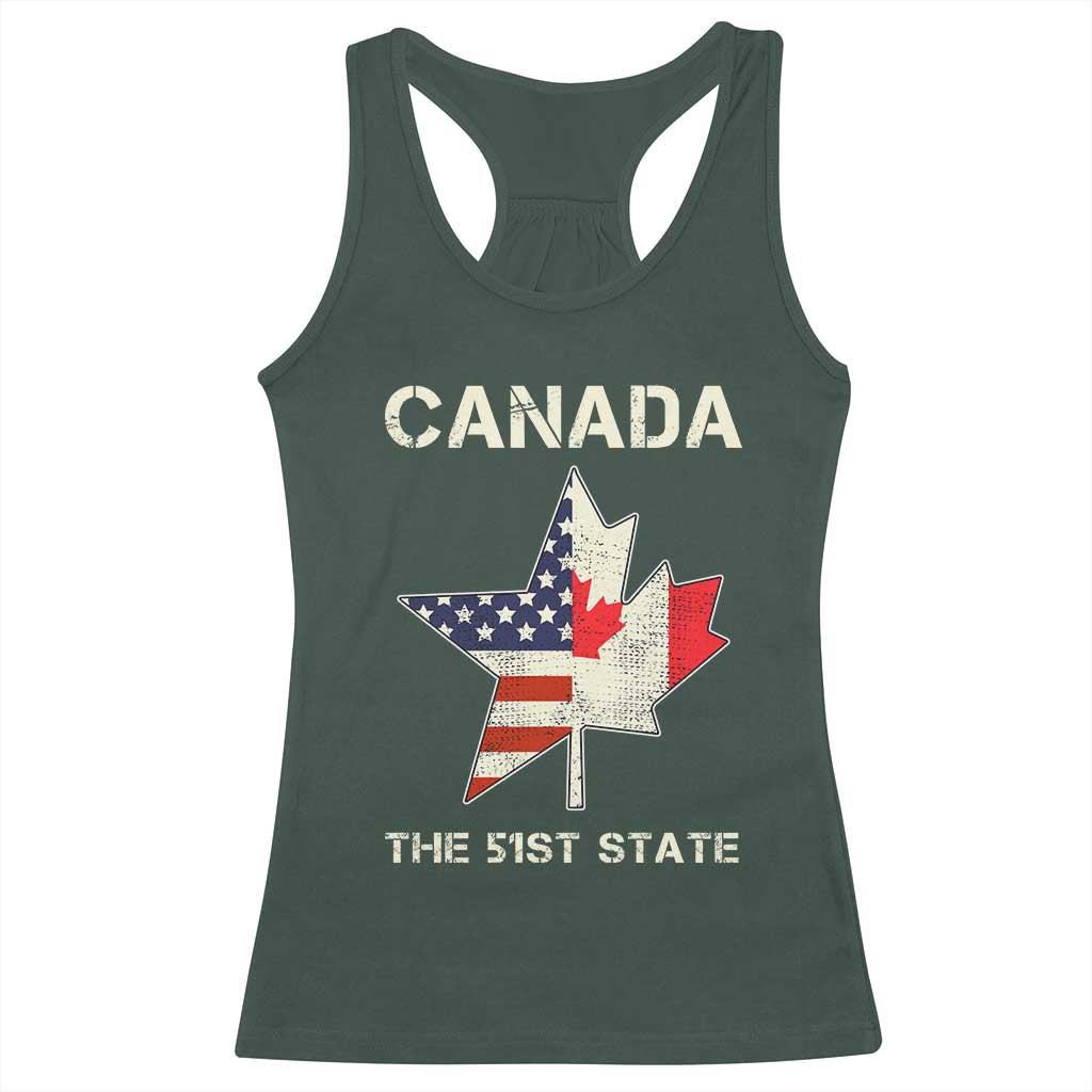 Canada The 51st State Racerback Tank Top Maple Canadian American Flag TS09 Dark Forest Green Print Your Wear