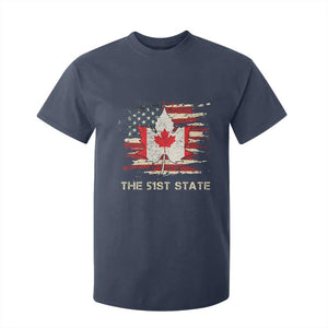 Canada The 51st State T Shirt For Kid Canadian Maple American Flag TS09 Navy Print Your Wear