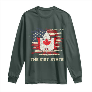 Canada The 51st State Long Sleeve Shirt Canadian Maple American Flag TS09 Dark Forest Green Print Your Wear