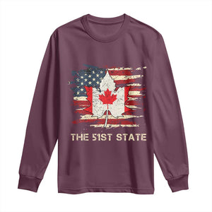 Canada The 51st State Long Sleeve Shirt Canadian Maple American Flag TS09 Maroon Print Your Wear