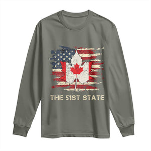 Canada The 51st State Long Sleeve Shirt Canadian Maple American Flag TS09 Military Green Print Your Wear