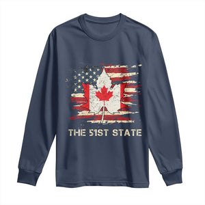 Canada The 51st State Long Sleeve Shirt Canadian Maple American Flag TS09 Navy Print Your Wear