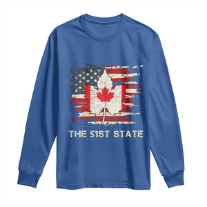 Canada The 51st State Long Sleeve Shirt Canadian Maple American Flag TS09 Royal Blue Print Your Wear