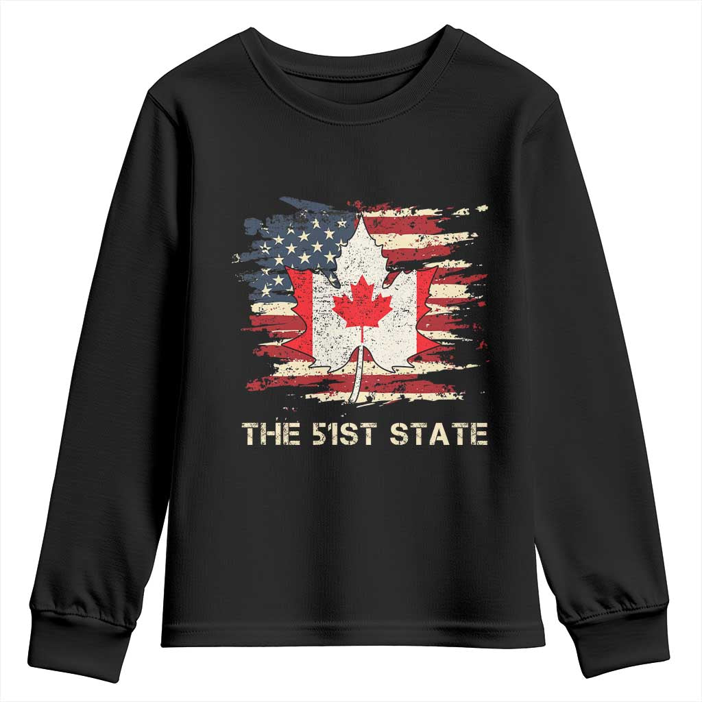 Canada The 51st State Youth Sweatshirt Canadian Maple American Flag TS09 Black Print Your Wear