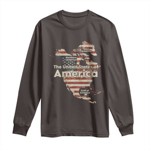 The New Trump Map Of USA Long Sleeve Shirt Canada Greenland Gulf Of Mexico TS09 Dark Chocolate Print Your Wear