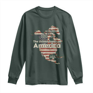 The New Trump Map Of USA Long Sleeve Shirt Canada Greenland Gulf Of Mexico TS09 Dark Forest Green Print Your Wear