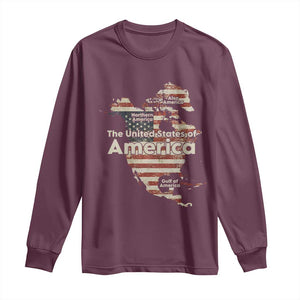 The New Trump Map Of USA Long Sleeve Shirt Canada Greenland Gulf Of Mexico TS09 Maroon Print Your Wear