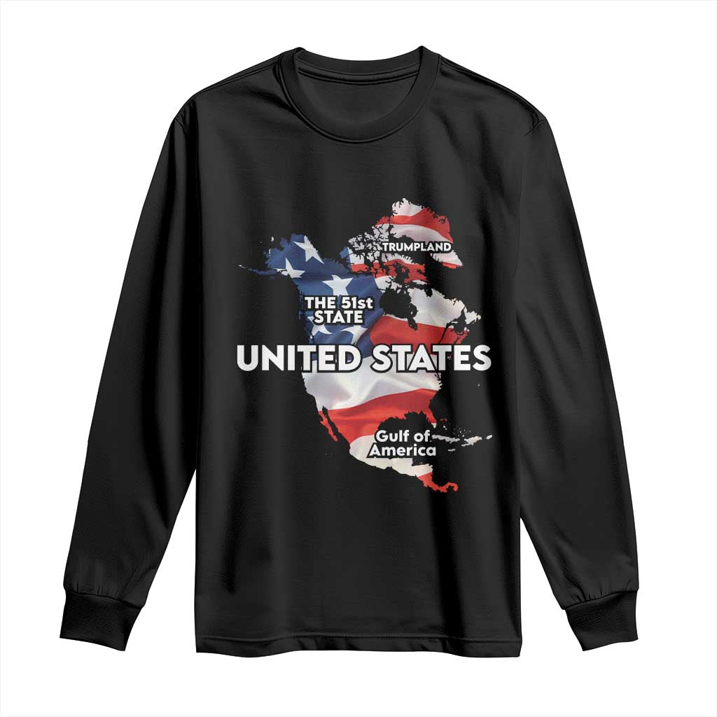 Funny Trump Map Of USA Long Sleeve Shirt Canada Greenland Gulf Of Mexico TS09 Black Print Your Wear