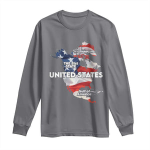 Funny Trump Map Of USA Long Sleeve Shirt Canada Greenland Gulf Of Mexico TS09 Charcoal Print Your Wear