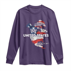 Funny Trump Map Of USA Long Sleeve Shirt Canada Greenland Gulf Of Mexico TS09 Purple Print Your Wear