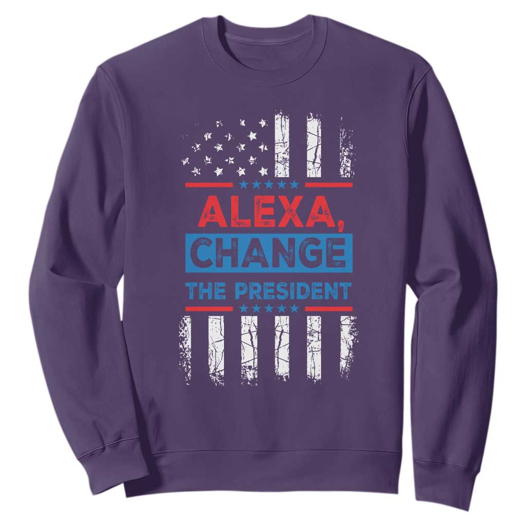 Funny Alexa Change The President Sweatshirt TS09 Purple Print Your Wear