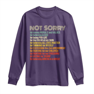 Trump Supporter Long Sleeve Shirt Not Sorry For Voting For Trump Believing America Is Great TS09 Purple Print Your Wear