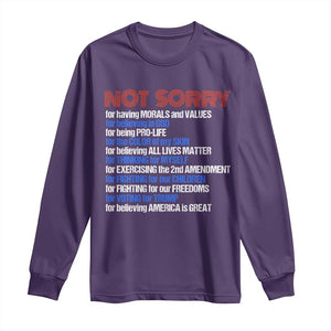 Trump Supporter Long Sleeve Shirt Not Sorry For Voting For Trump For Believing America Is Great TS09 Purple Print Your Wear