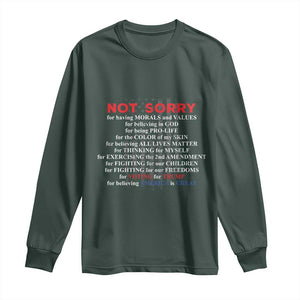 Not Sorry For Voting For Trump Believing America Is Great Long Sleeve Shirt Trump Supporter TS09 Dark Forest Green Print Your Wear