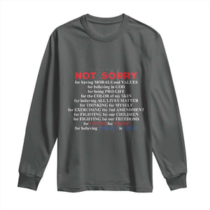 Not Sorry For Voting For Trump Believing America Is Great Long Sleeve Shirt Trump Supporter TS09 Dark Heather Print Your Wear