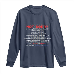 Not Sorry For Voting For Trump Believing America Is Great Long Sleeve Shirt Trump Supporter TS09 Navy Print Your Wear