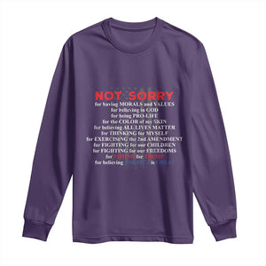 Not Sorry For Voting For Trump Believing America Is Great Long Sleeve Shirt Trump Supporter TS09 Purple Print Your Wear