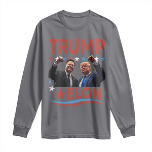 Cool Trump And Elon 2025 Long Sleeve Shirt TS09 Charcoal Print Your Wear