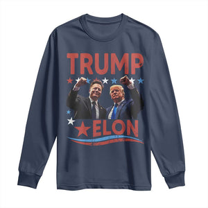 Cool Trump And Elon 2025 Long Sleeve Shirt TS09 Navy Print Your Wear