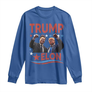 Cool Trump And Elon 2025 Long Sleeve Shirt TS09 Royal Blue Print Your Wear