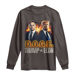 Trump Elon 2025 DOGE Long Sleeve Shirt TS09 Dark Chocolate Print Your Wear