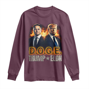 Trump Elon 2025 DOGE Long Sleeve Shirt TS09 Maroon Print Your Wear