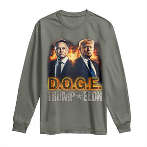 Trump Elon 2025 DOGE Long Sleeve Shirt TS09 Military Green Print Your Wear