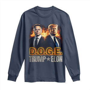 Trump Elon 2025 DOGE Long Sleeve Shirt TS09 Navy Print Your Wear