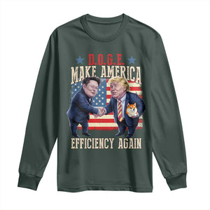 Trump Elon 2025 Long Sleeve Shirt DOGE Make America Efficiency Again TS09 Dark Forest Green Print Your Wear