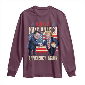 Trump Elon 2025 Long Sleeve Shirt DOGE Make America Efficiency Again TS09 Maroon Print Your Wear